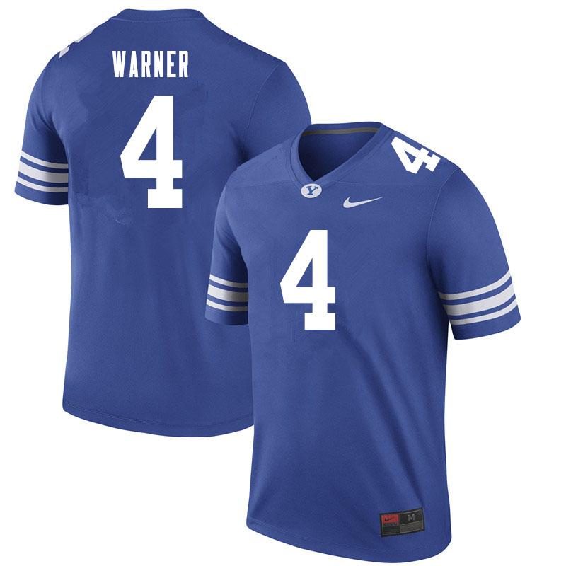 Men #4 Troy Warner BYU Cougars College Football Jerseys Sale-Royal